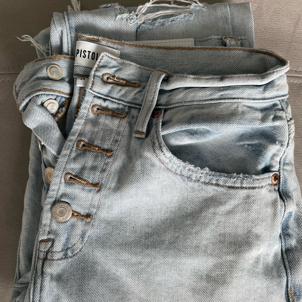 Pistola straight legged ripped jeans